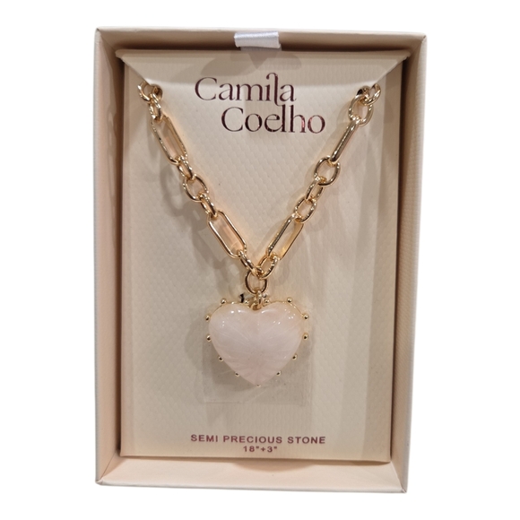 Camila Coelho Jewelry - 💕🔹️Camila Coelho 🔹️Gold Tone Semi Precious 18in Pink Heart Pendant Necklace
